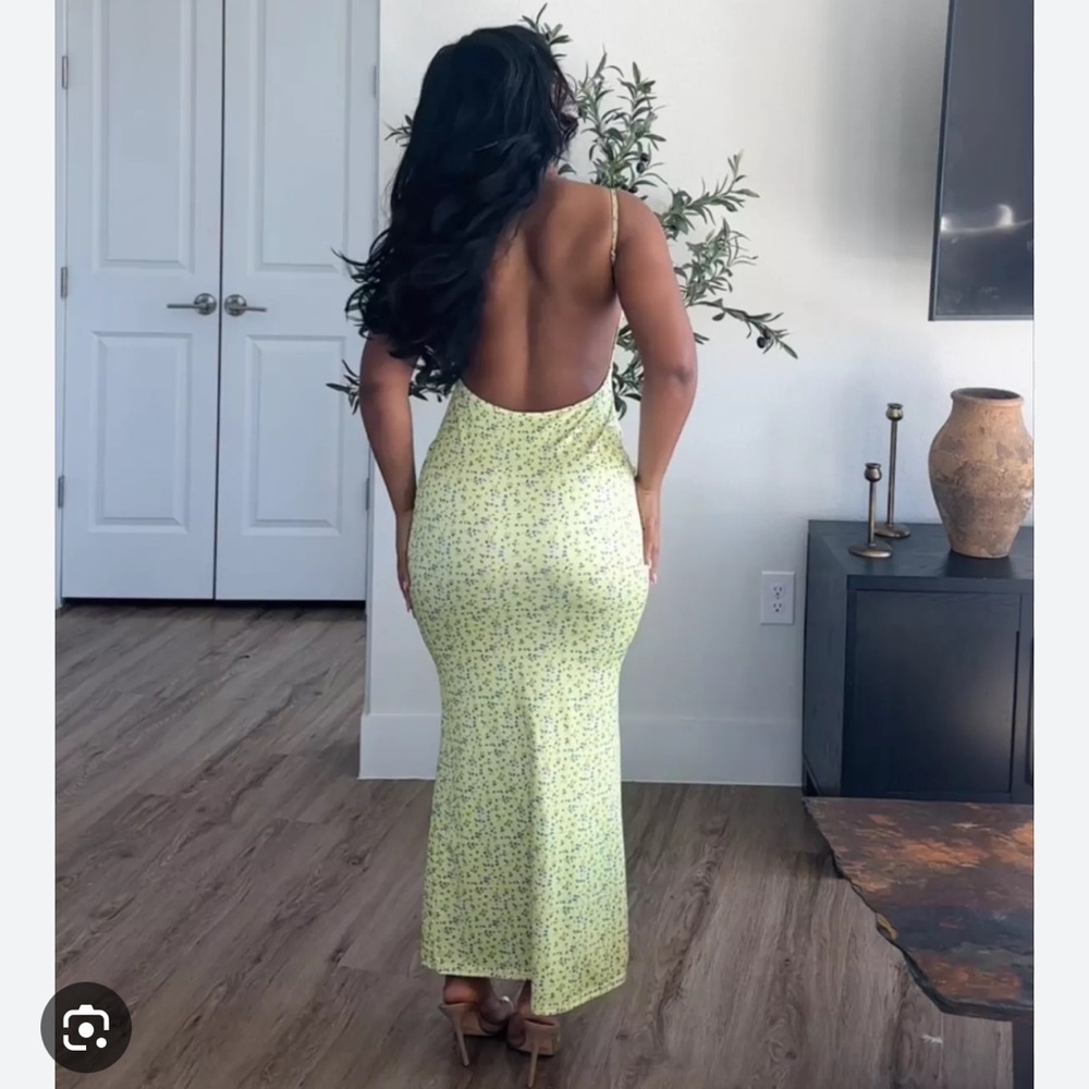 Chic Backless Yellow Floral Dress